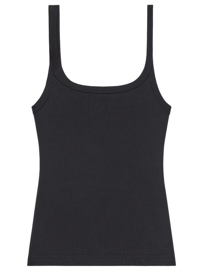 90s Buckle Top Black Cotton Elastane Tops