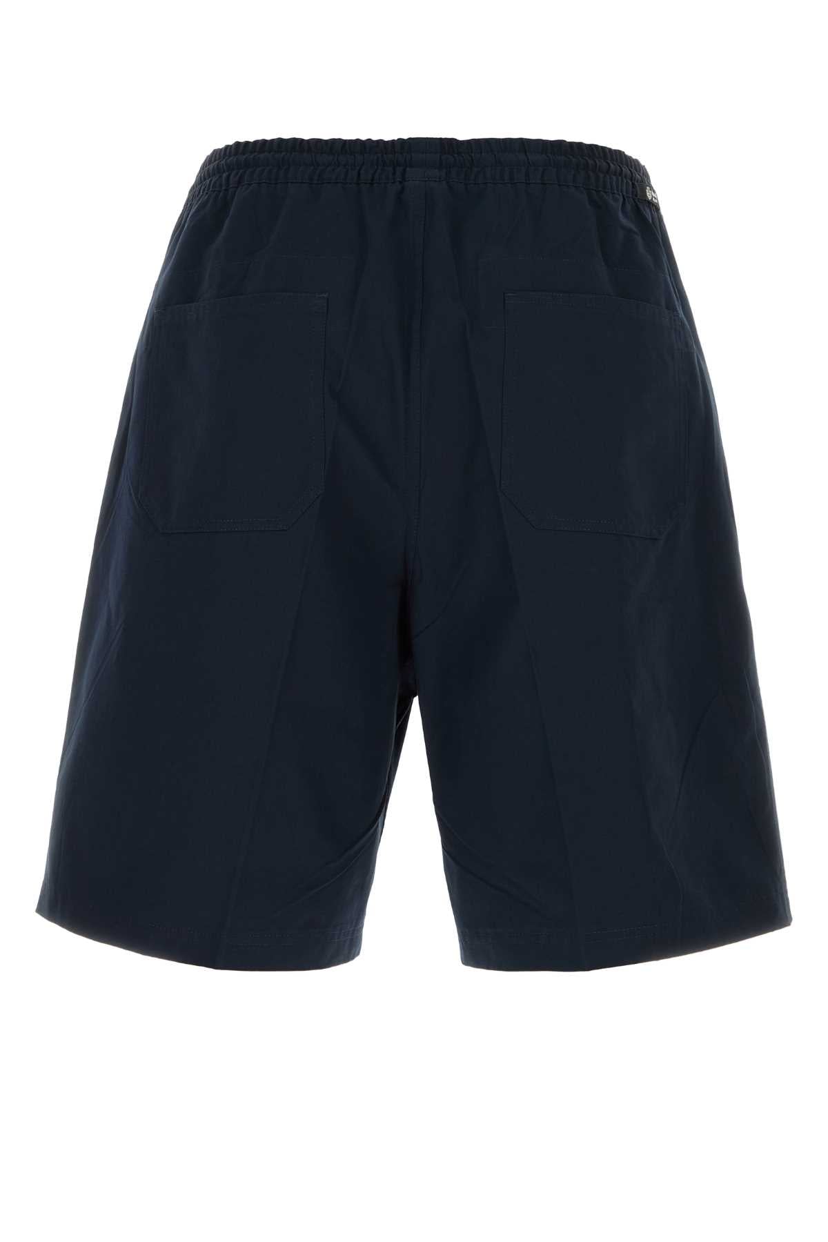 Dark Blue Poplin Bermuda Shorts Bleu