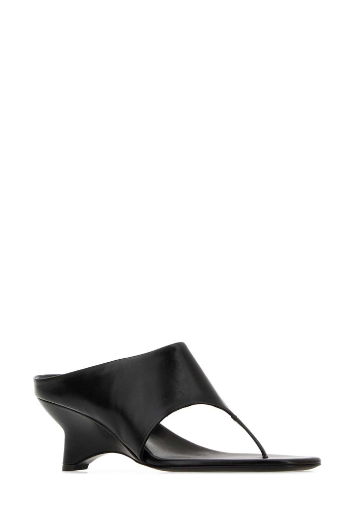 Black Leather Marlow Thong Mules Sandali