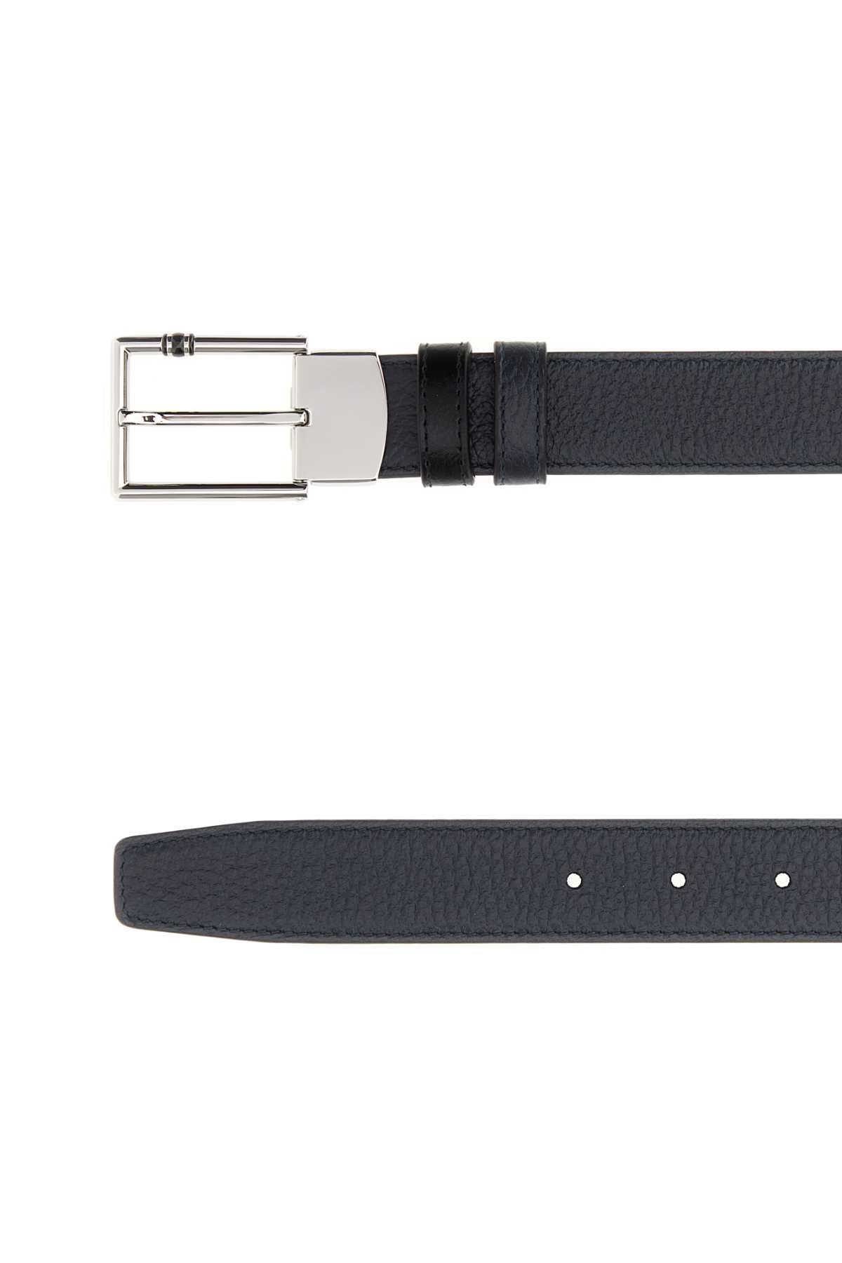 Midnight Blue Leather Reversible Belt 000 Cinture