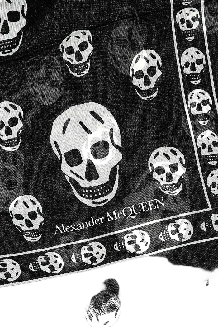 Printed Chiffon Foulard Blackivory Ca Skull 104x120 Sciarpe E