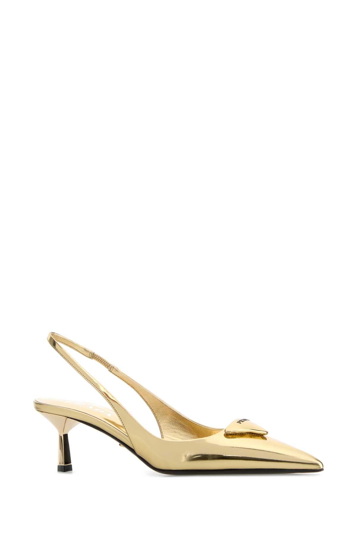 Gold Leather Pumps Platino Scarpe Con Tacco