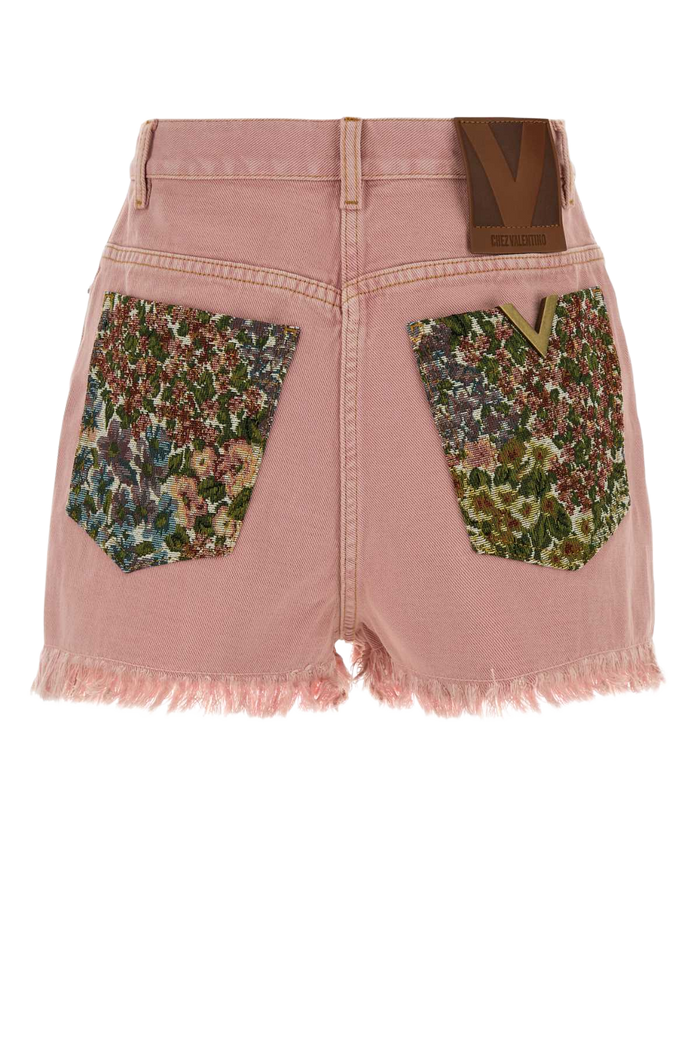 Pink Denim Shorts Oldrose Cotton Flax (or Linen)