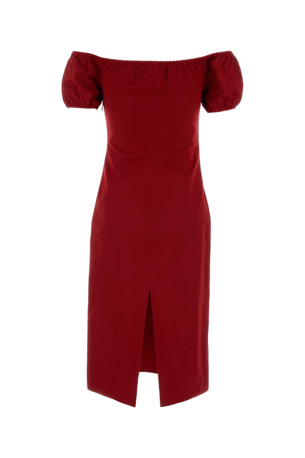 Red Poplin Dress Rosso Exterior: Cotton Abiti