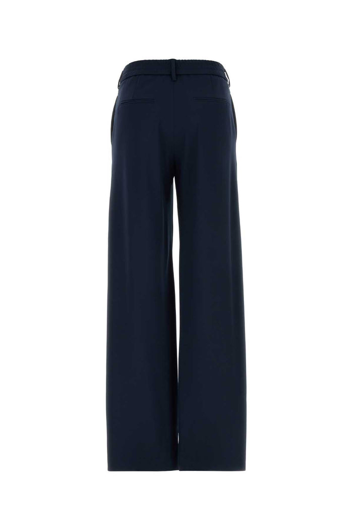 Navy Blue Stretch Jersey Lorenza Palazzo Pant Blu Exterior: Polyester Elastan Pantaloni