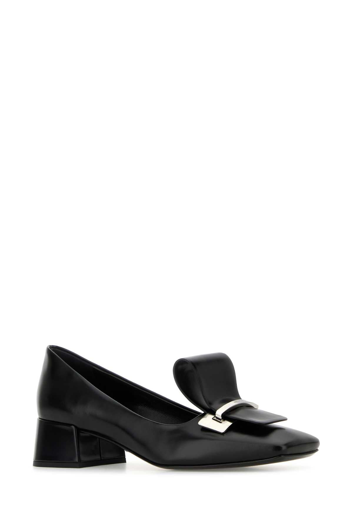 Black Leather Pumps Nero Vitello Scarpe Con Tacco