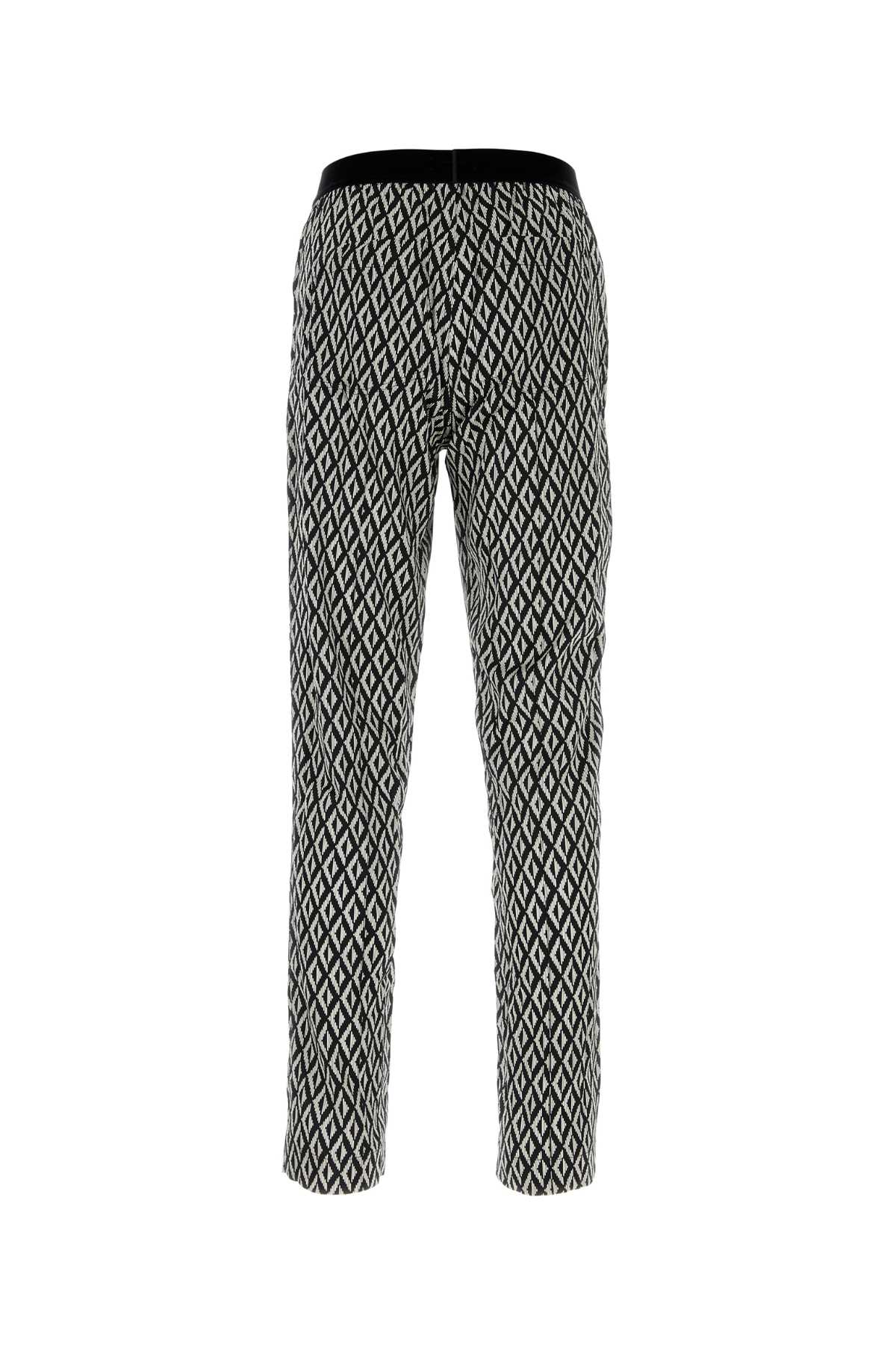 Printed Stretch Satin Pyjama Pant Blackivory Se Ea Pantaloni