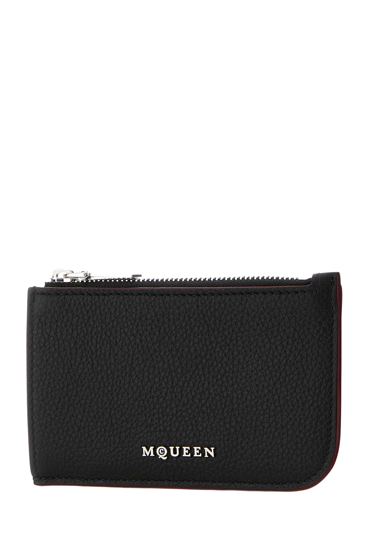 Black Leather Card Holder Blacksilver Portafogli