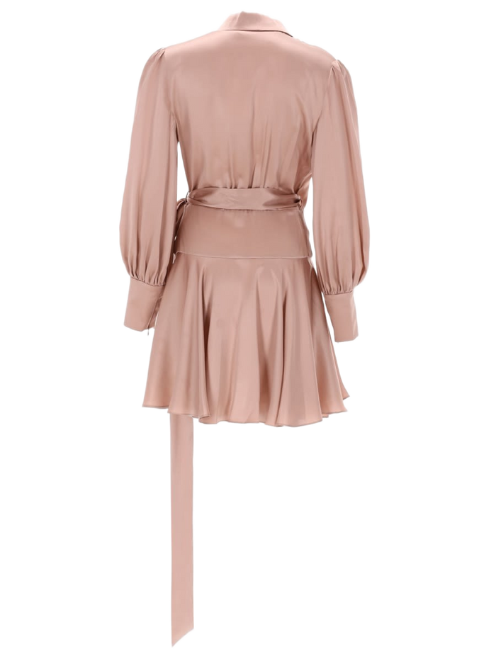 Mini Abito A Portafoglio Pink Silk Dress