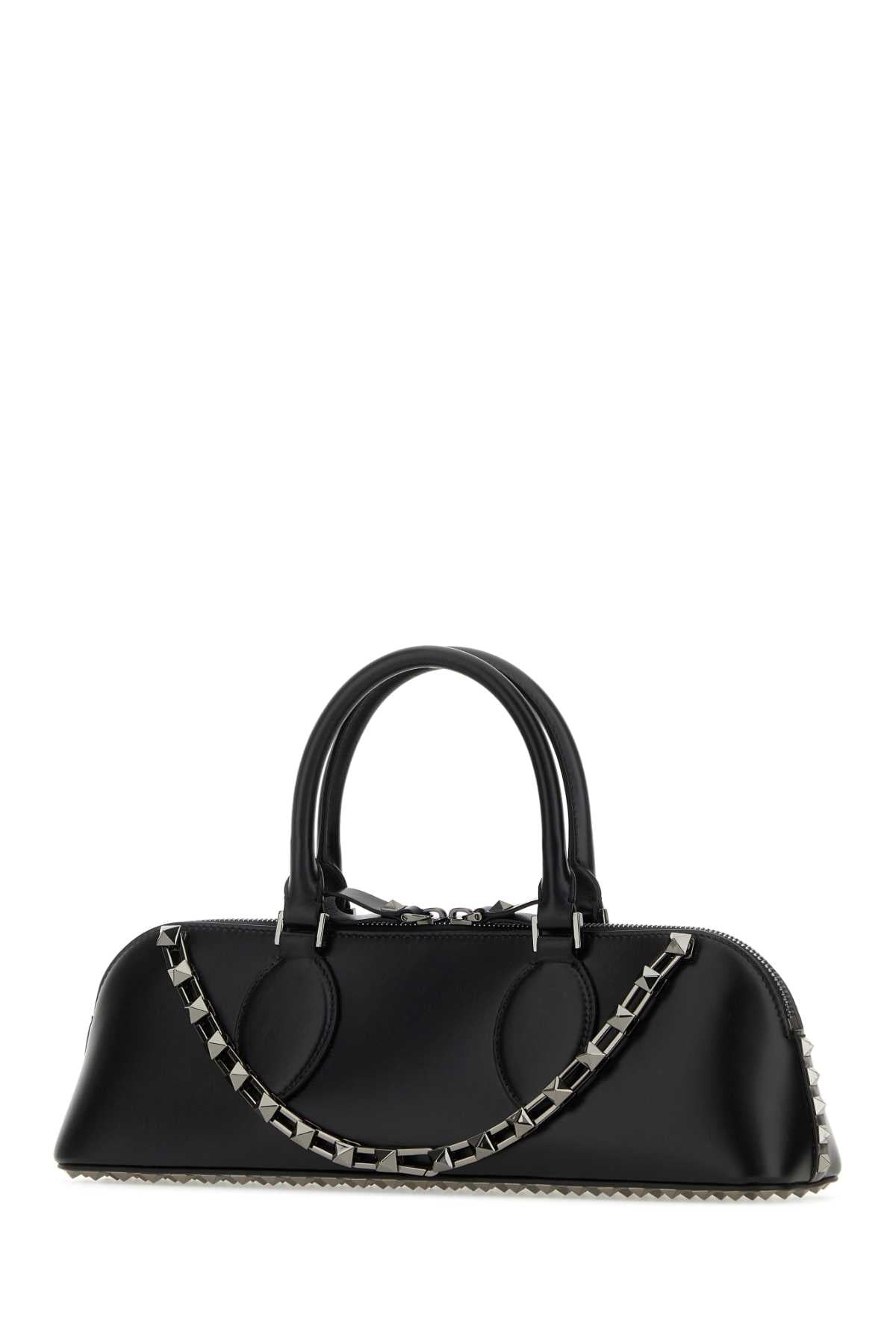 Black Leather Rockstud East-West Handbag Nero Exterior: Calf Lining Borse A Mano