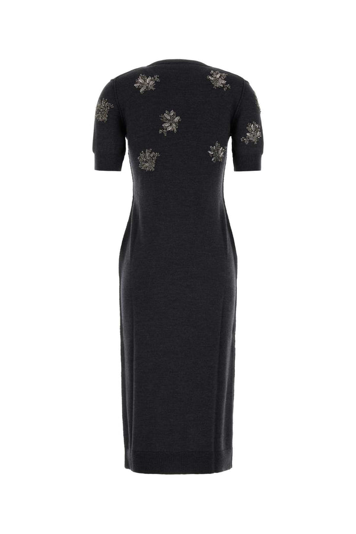 Charcoal Stretch Wool Dress Antracite Exterior: Elastane Abiti