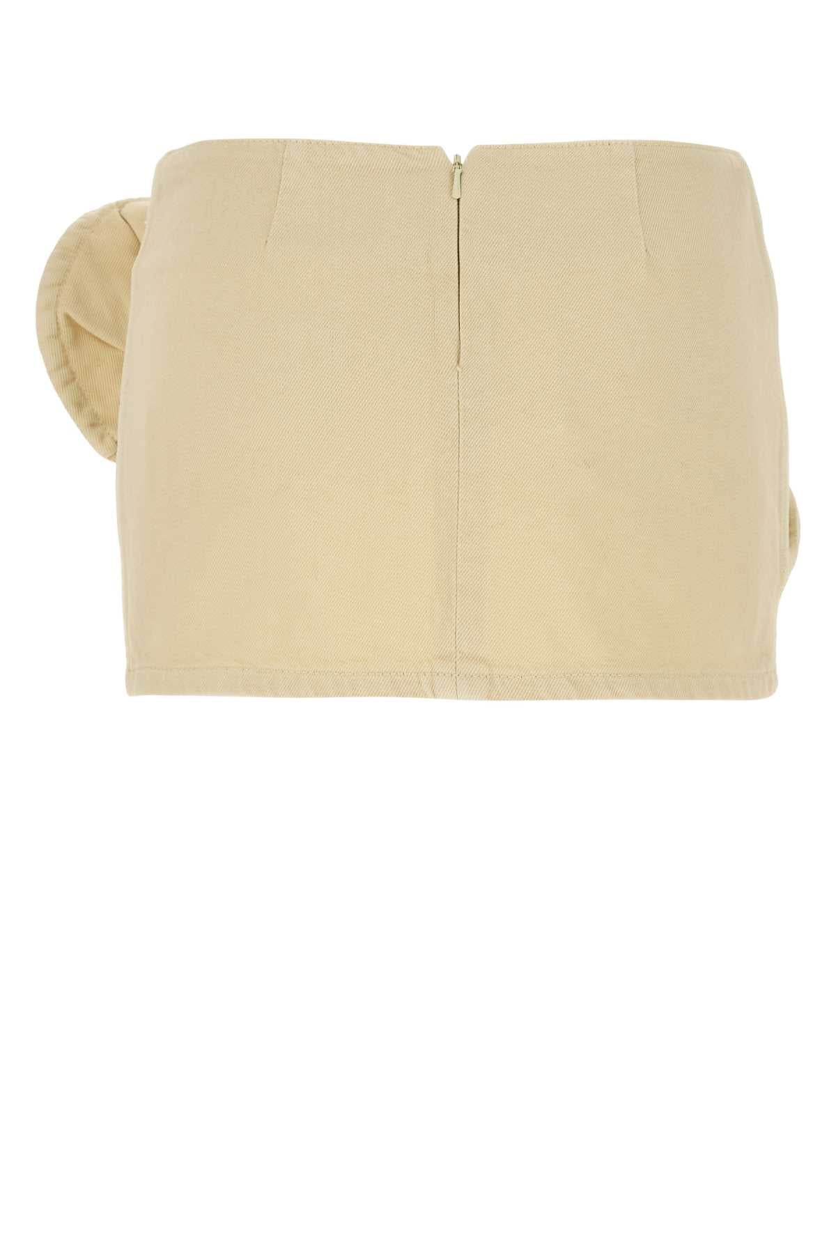 Cream Denim Mini Skirt Beige Exterior: Cotton Abiti