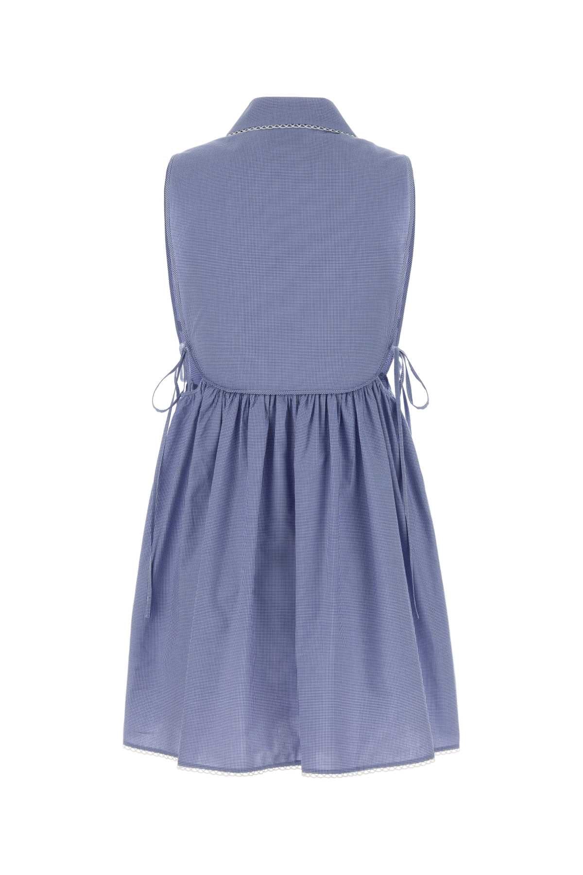 Embroidered Cotton Mini Dress Biancoazzurro Exterior: Abiti