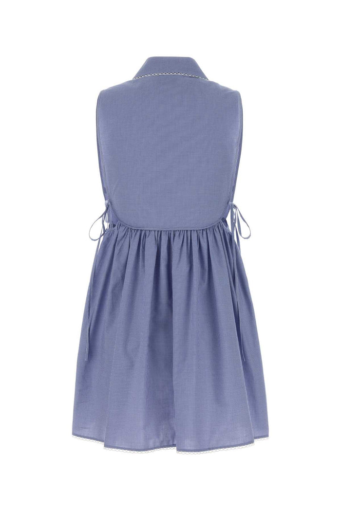 Embroidered Cotton Mini Dress Biancoazzurro Exterior: Abiti