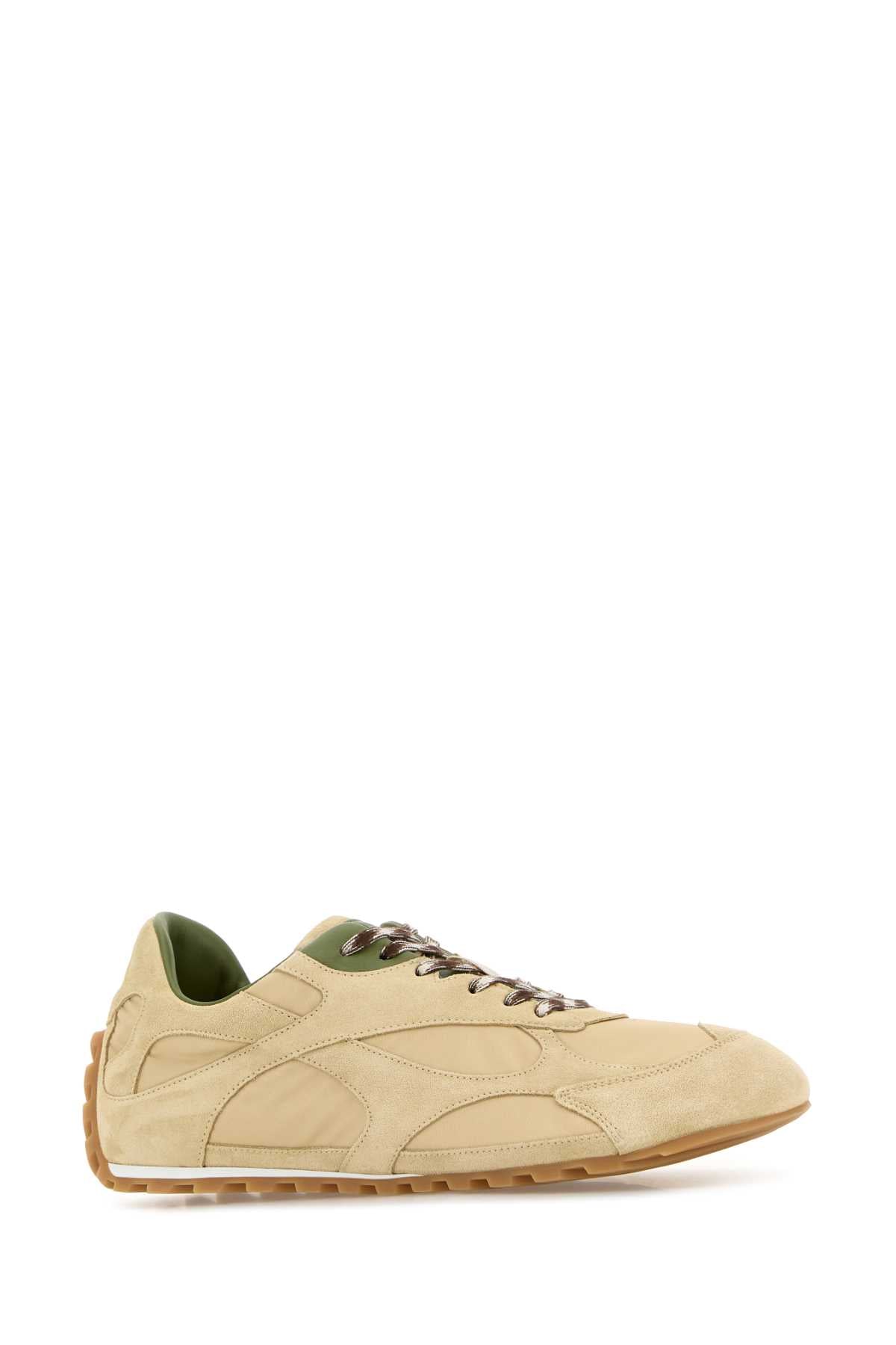 Beige Suede And Fabric Orbit Sneakers Tufomatcha