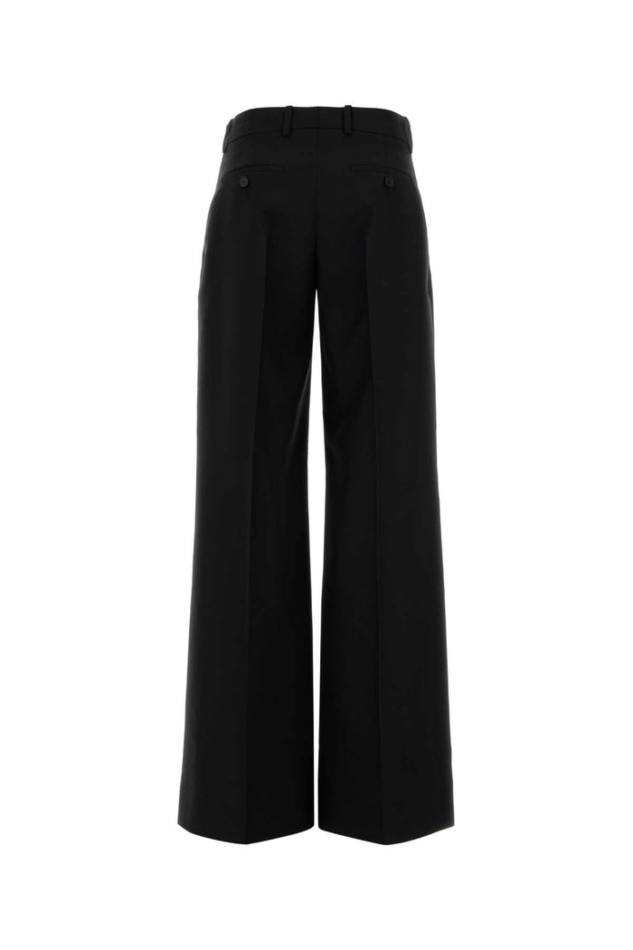 Black Wool Blend Wide-Leg Pant Exterior: Mohair Pantaloni