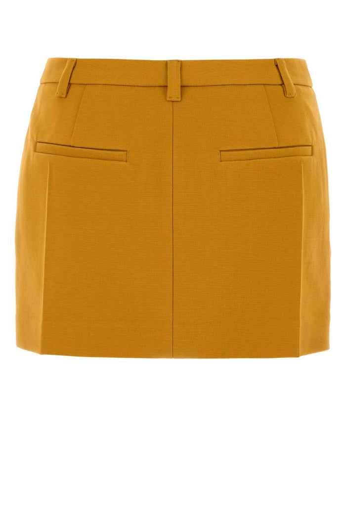 Pastel Orange Stretch Viscose Blend Mini Skirt Senape Gonne