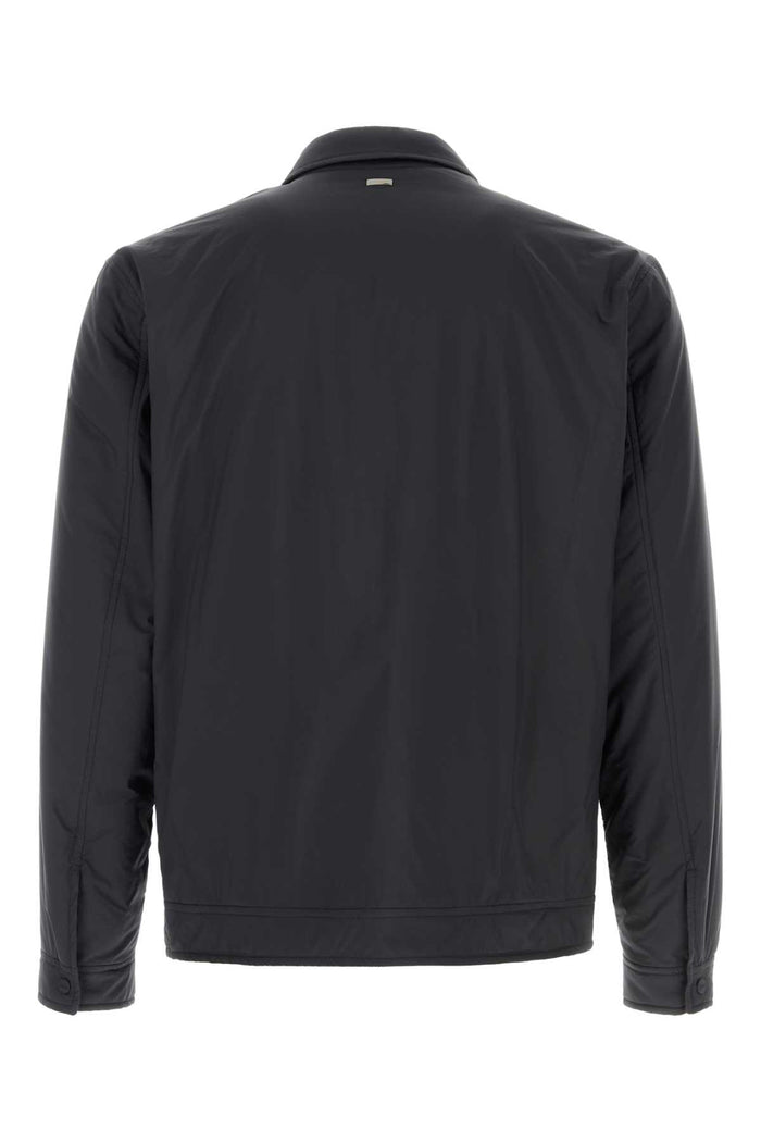 Midnight Blue Polyester Jacket Giubbini