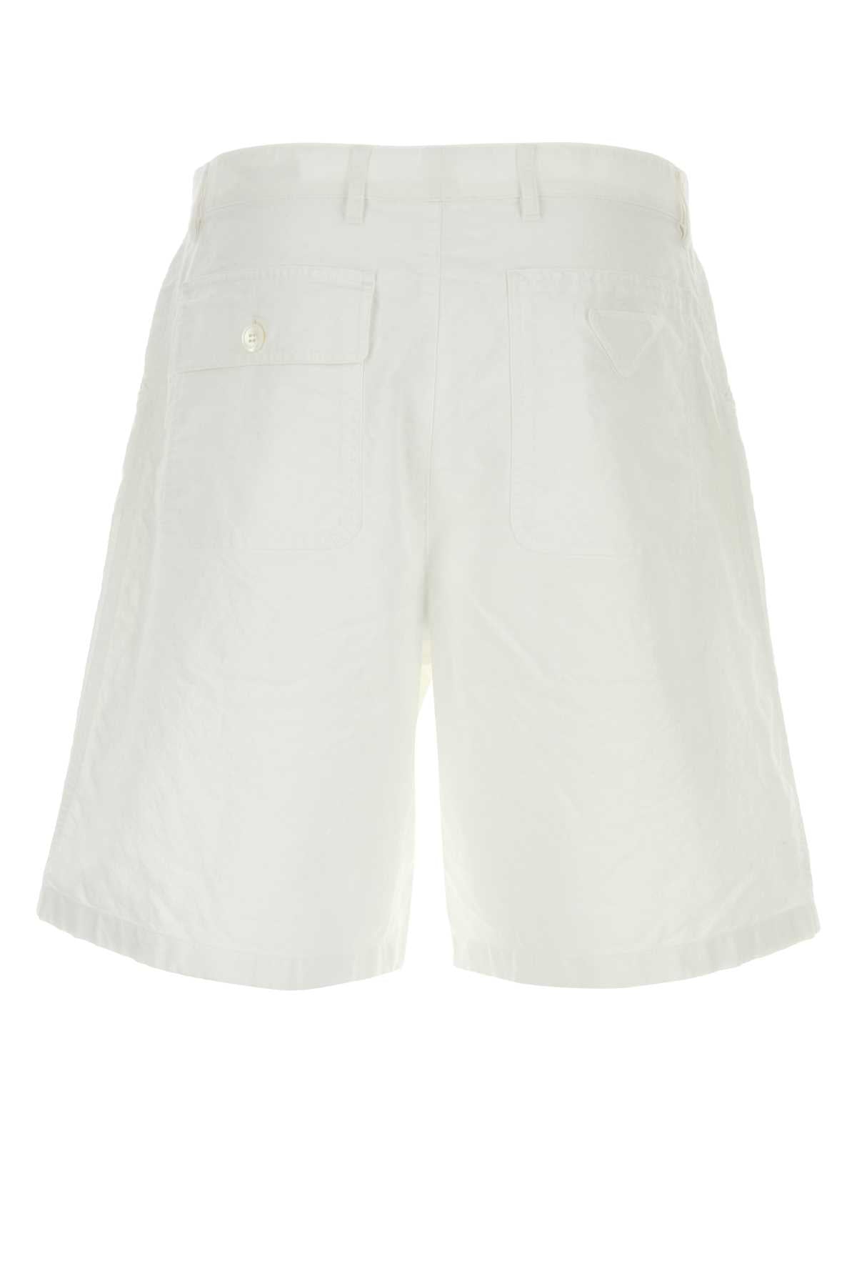 White Oxford Bermuda Shorts Bianco Exterior: Cotton