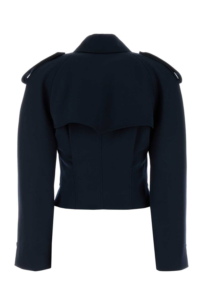 Midnight Blue Wool Trench Coat Navy Db Epaulet Dt Outwr