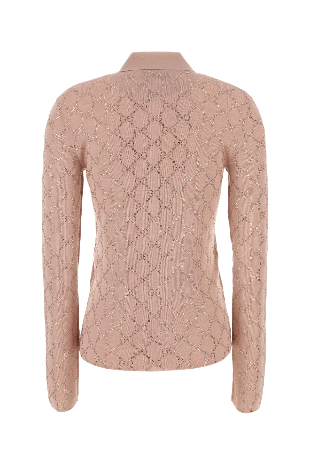 Antiqued Pink Wool Polo Shirt Nudemix Exterior