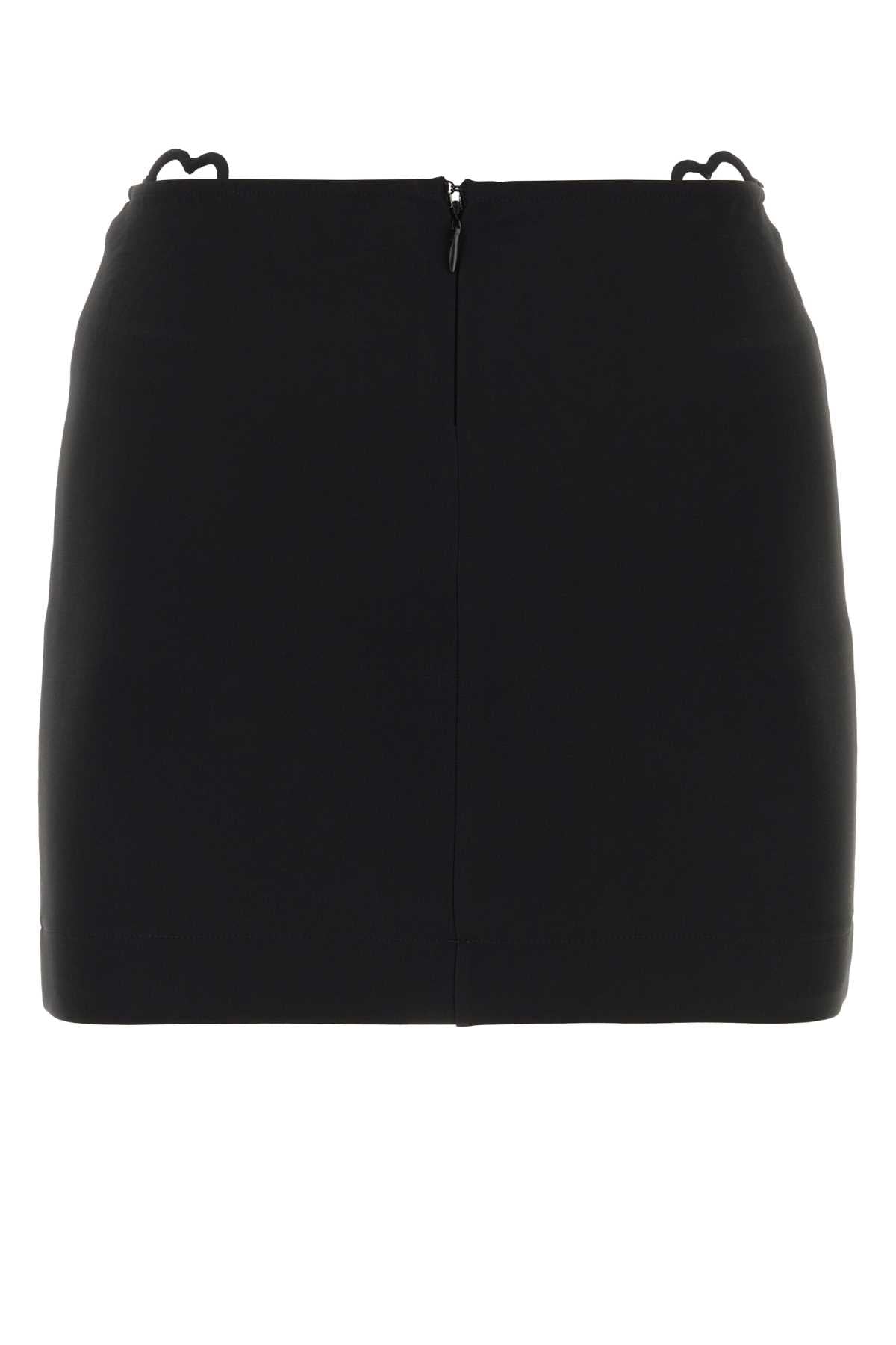 Black Viscose Blend Mini Skirt Exterior: Nylon Gonne