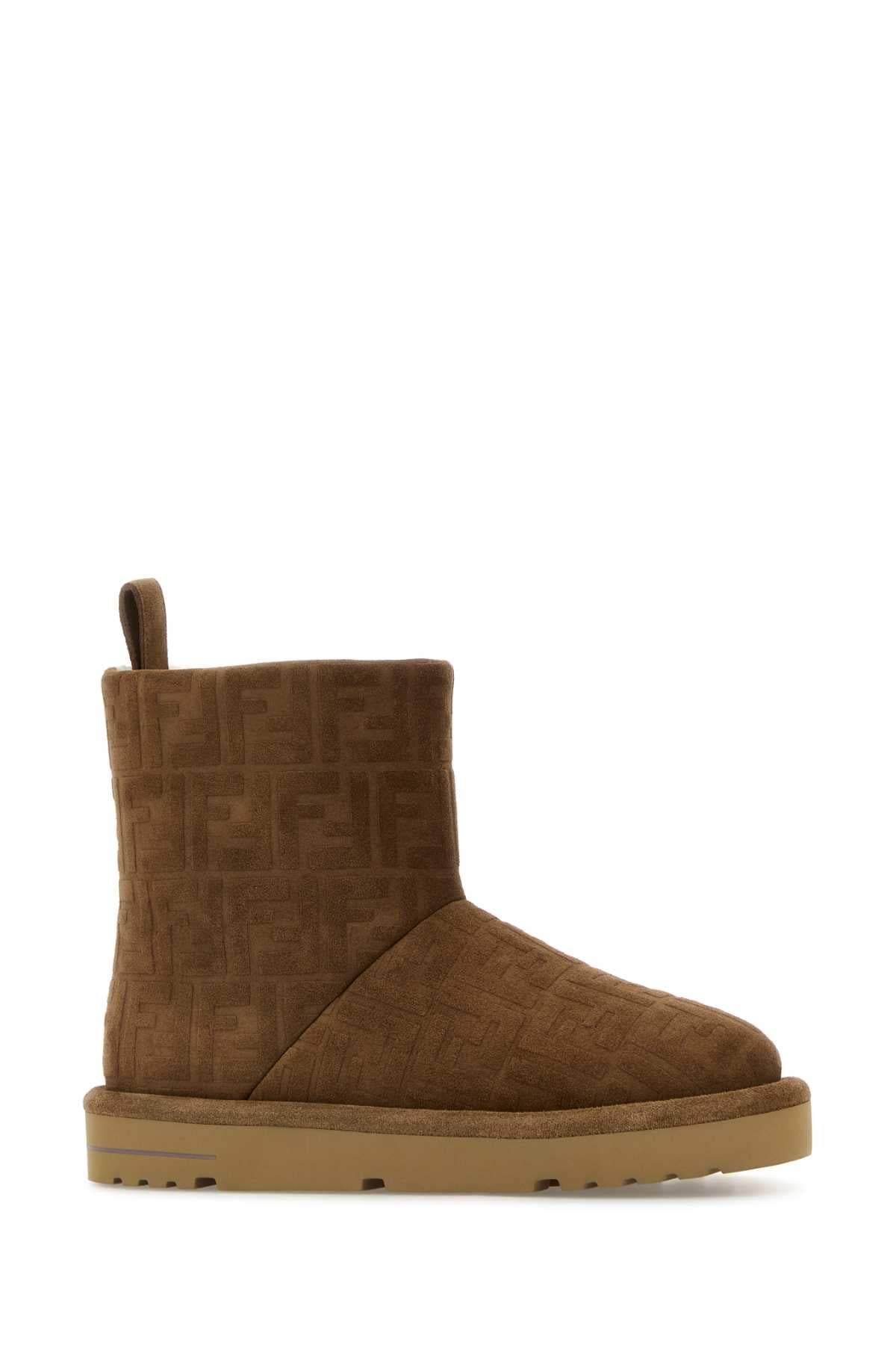 Brown Suede Ankle Boots Stivali