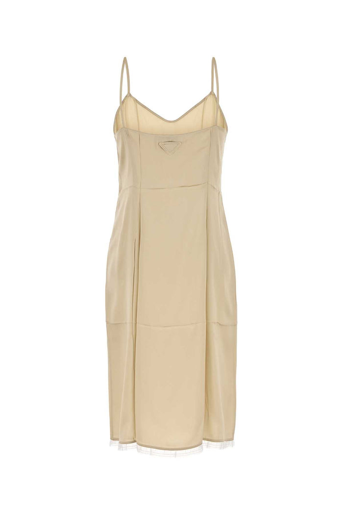 Beige Satin Dress Deserto Abiti