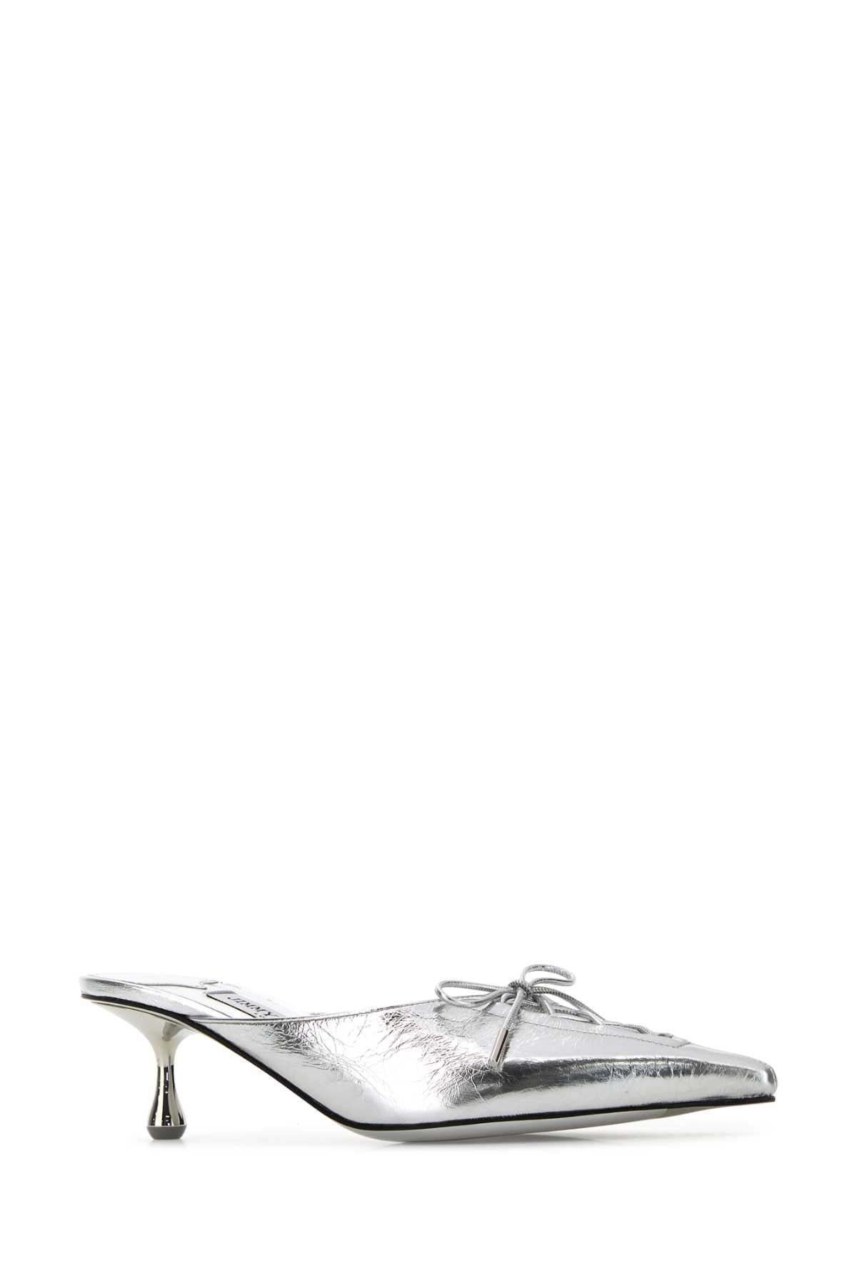 Silver Leather Scarlett Mules Scarpe Con Tacco