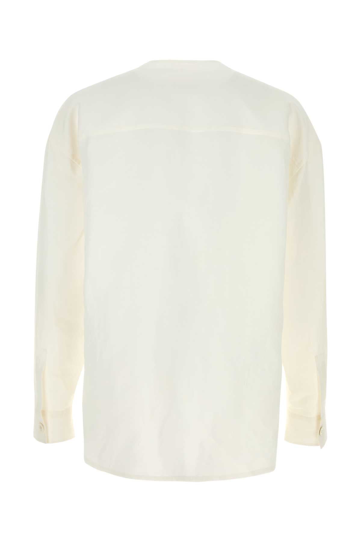 White Linen Blend Shirt Latte Lino Viscosa Camicie