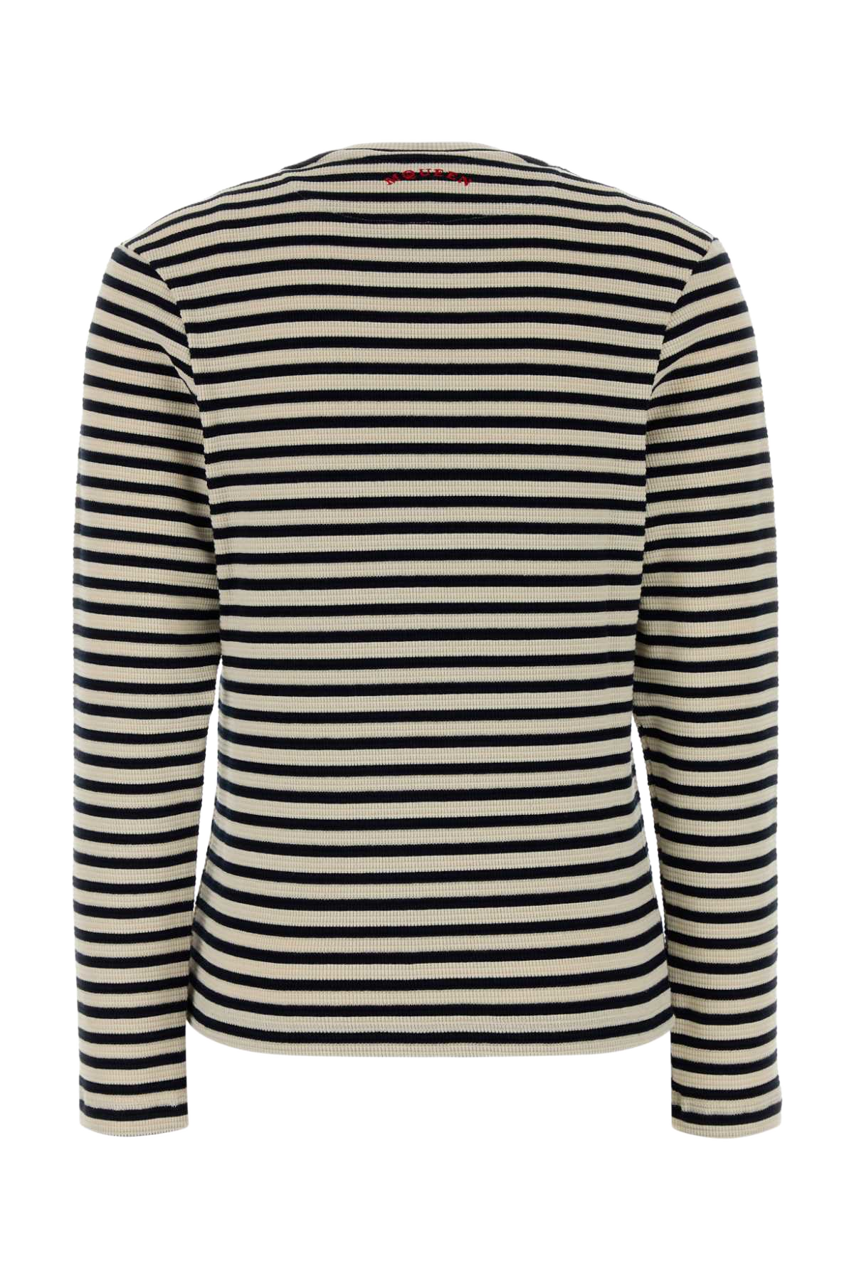 Embroidered Stretch Cotton T-Shirt Navyivory Exterior: Elastane