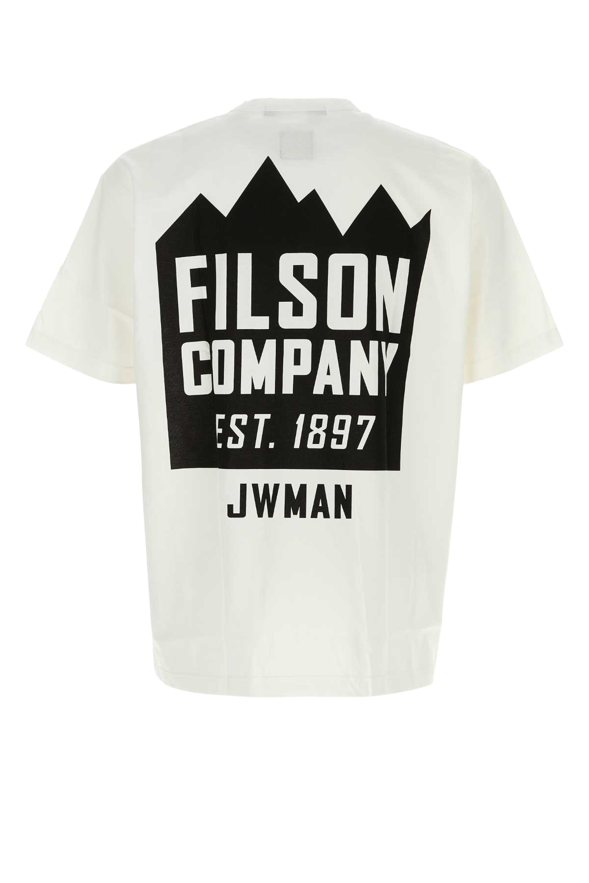 White Cotton T-Shirt Whitexblack Exterior