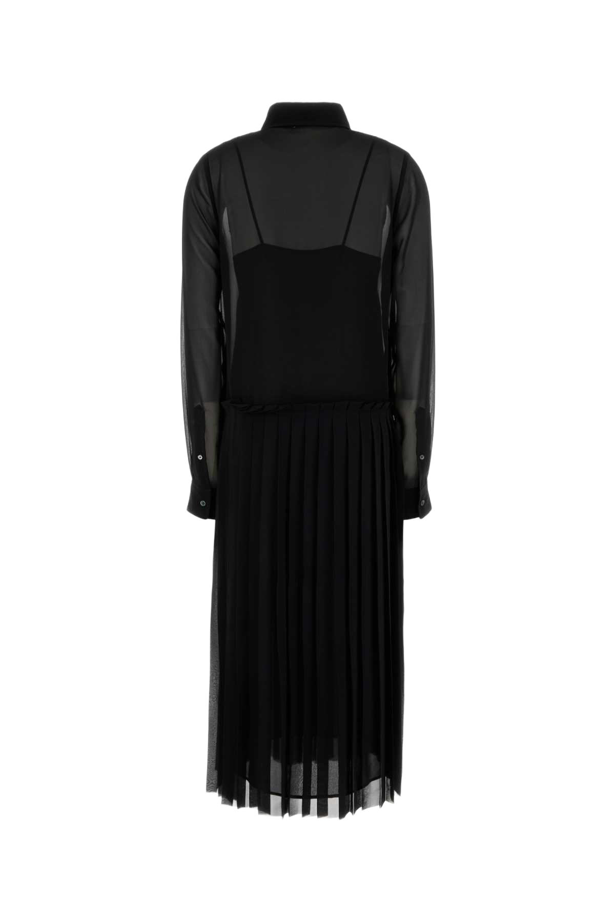Black Polyester Shirt Dress Abiti