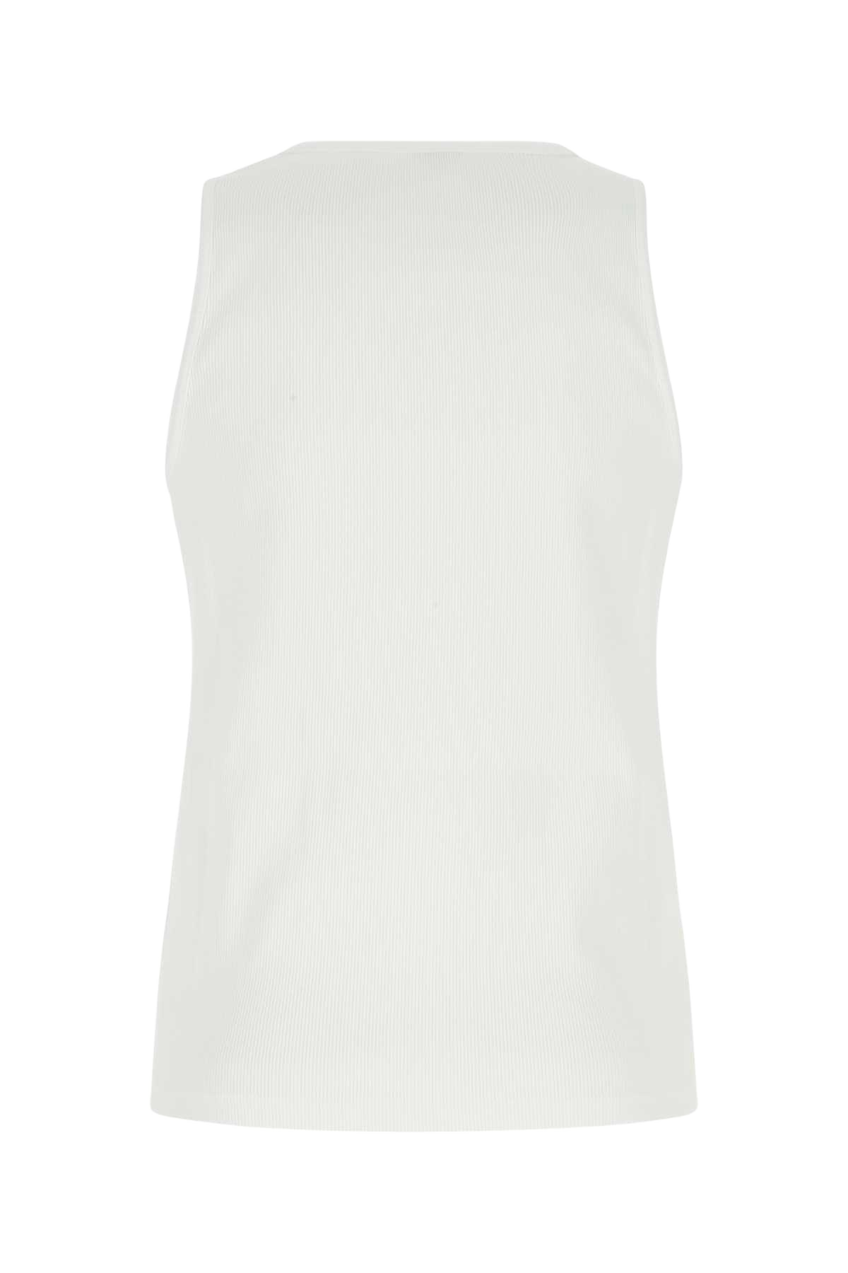 White Stretch Cotton Tank Top 9071 Exterior: Elastane T-shirt