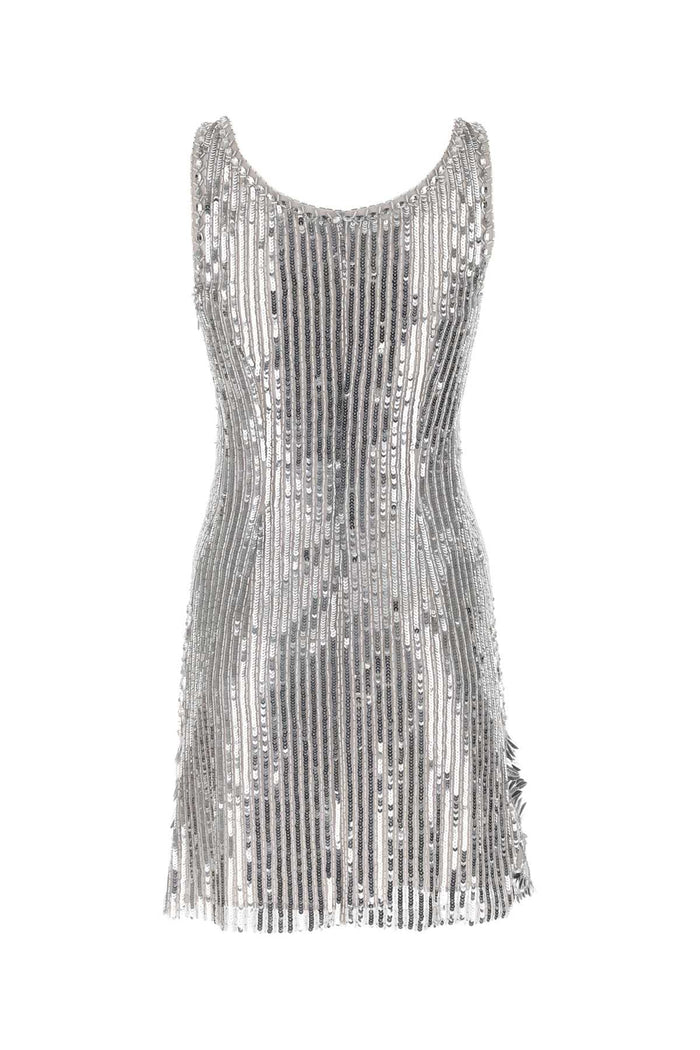 Silver Sequins Mini Dress 0471 Abiti