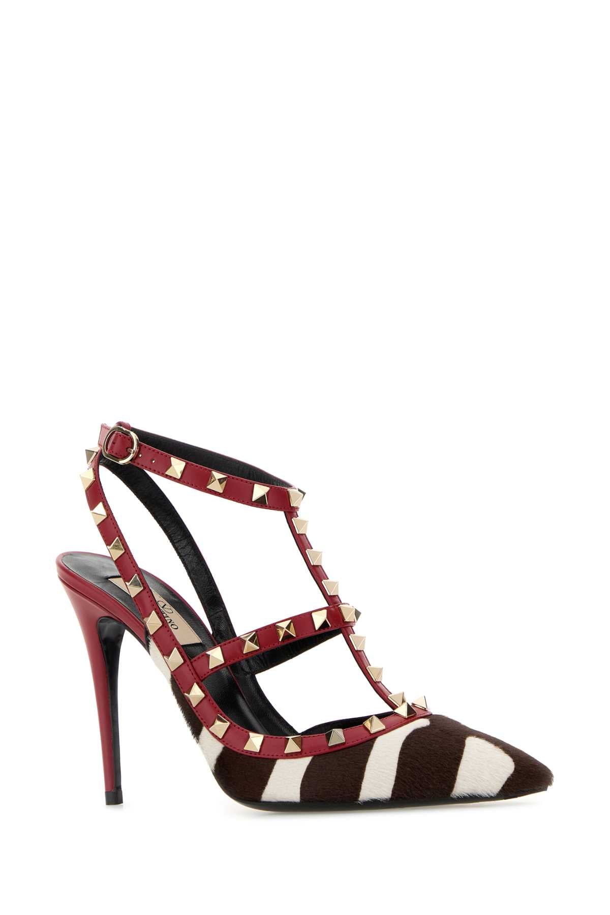 Printed Calf Hair Rockstud Pumps Biancotestadimororossov Leather - Bos Taurus Scarpe Con Tacco