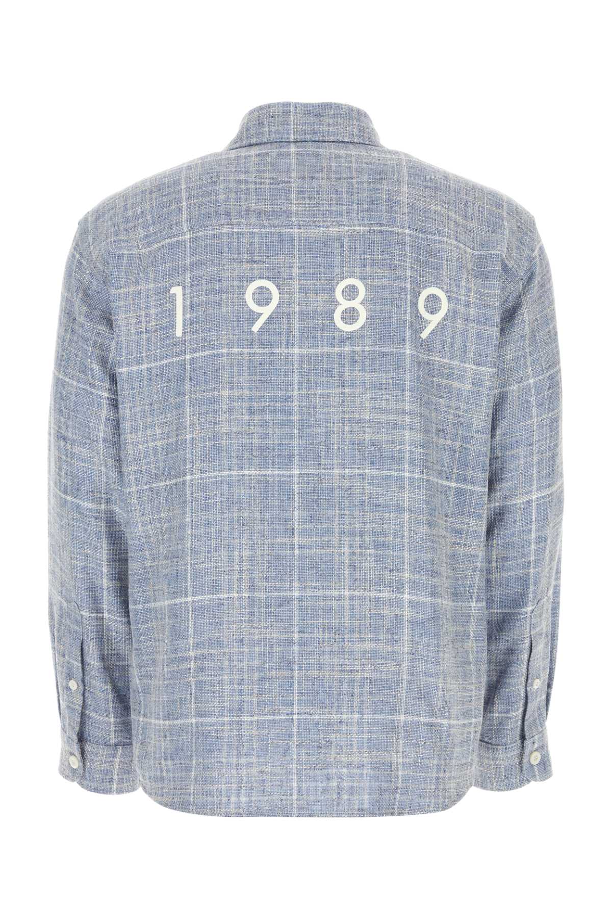 Embroidered Flanel Shirt Skyblue Camicie