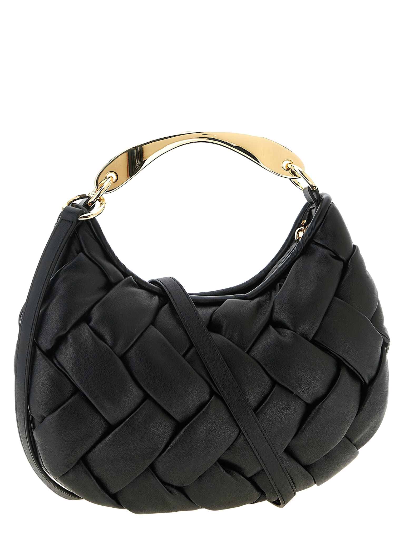 Weaved handbag Black Polyurethane Hand Bags