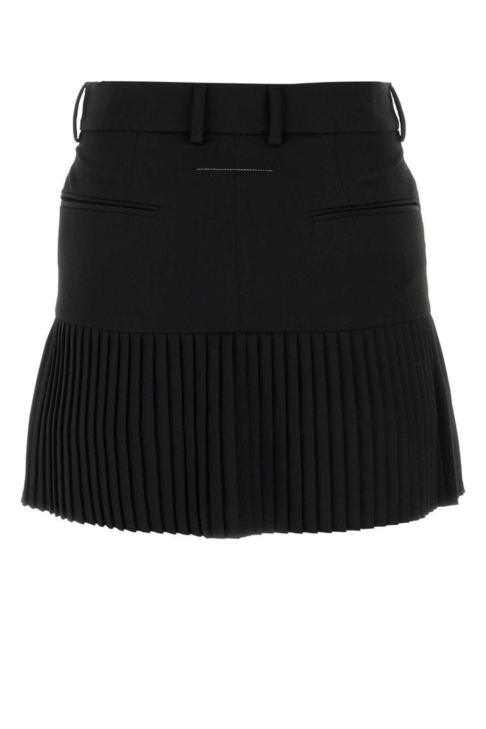 Black Stretch Twill Mini Skirt Gonne