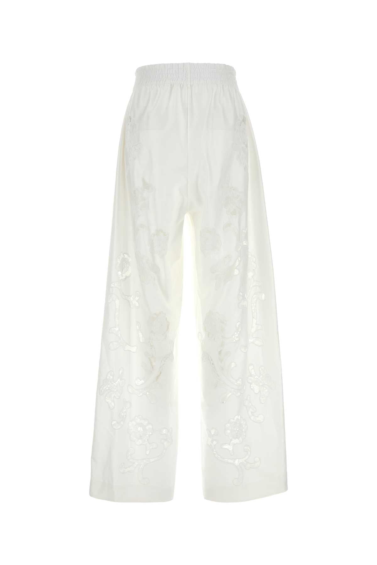 White Poplin Wide-Leg Pant Pantaloni