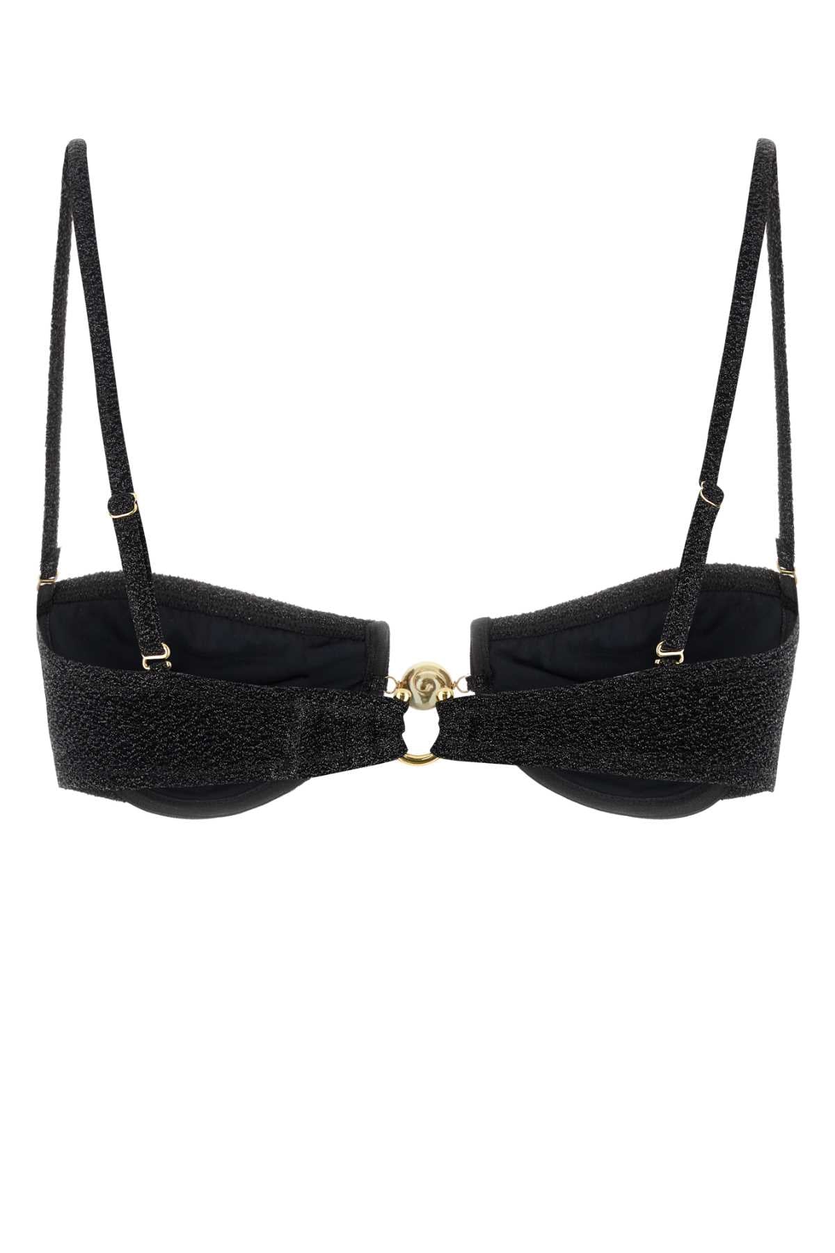 Black Stretch Nylon Hommond Bikini Top Blacklurex Costumi Da Bagno