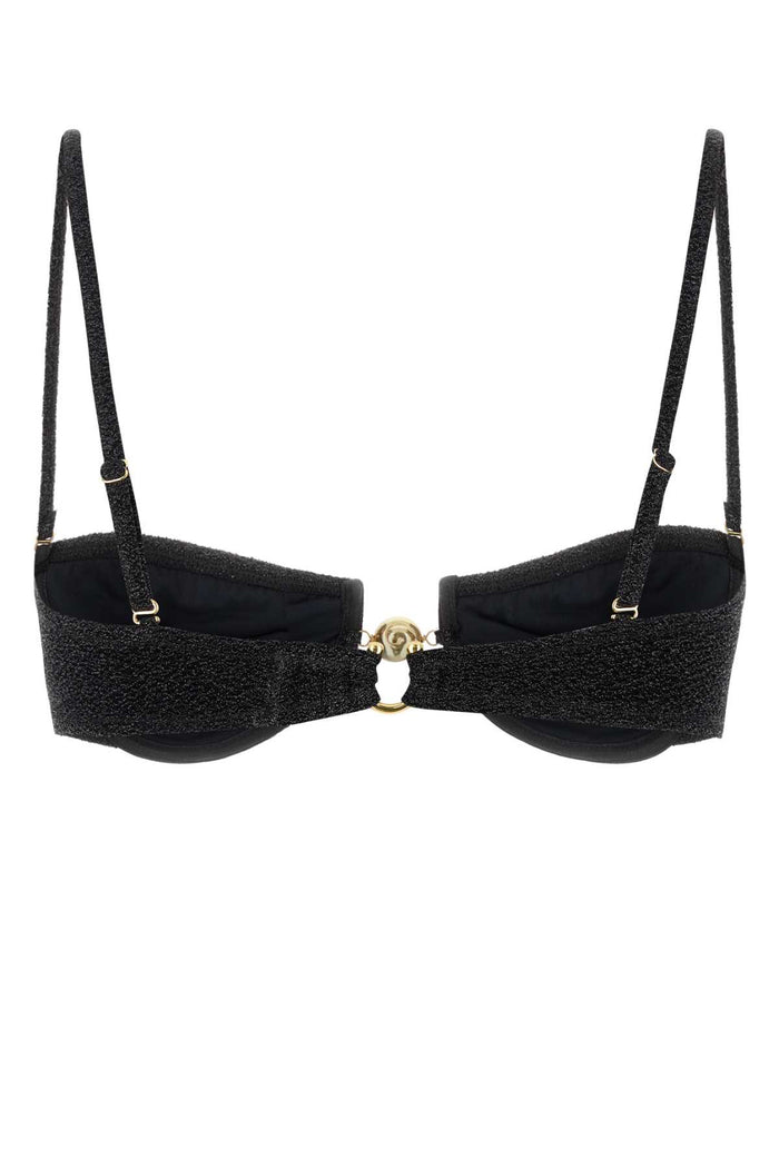 Black Stretch Nylon Hommond Bikini Top Blacklurex Costumi Da Bagno