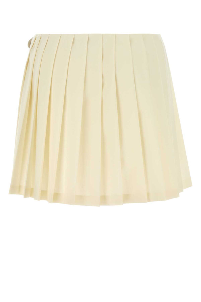 Cream Canvas Mini Skirt Naturale Exterior: Virgin Wool Mohair Gonne