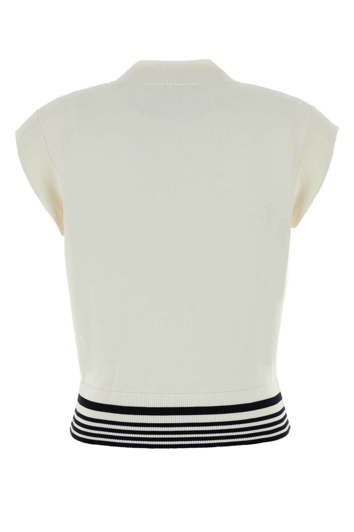 White Knit Vest Knitwhite Exterior: Viscose Nylon Maglieria