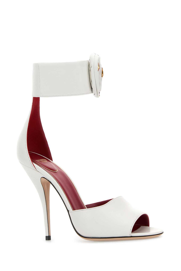 White Leather Drip Rose Sandals Biancomulticolor Sandali