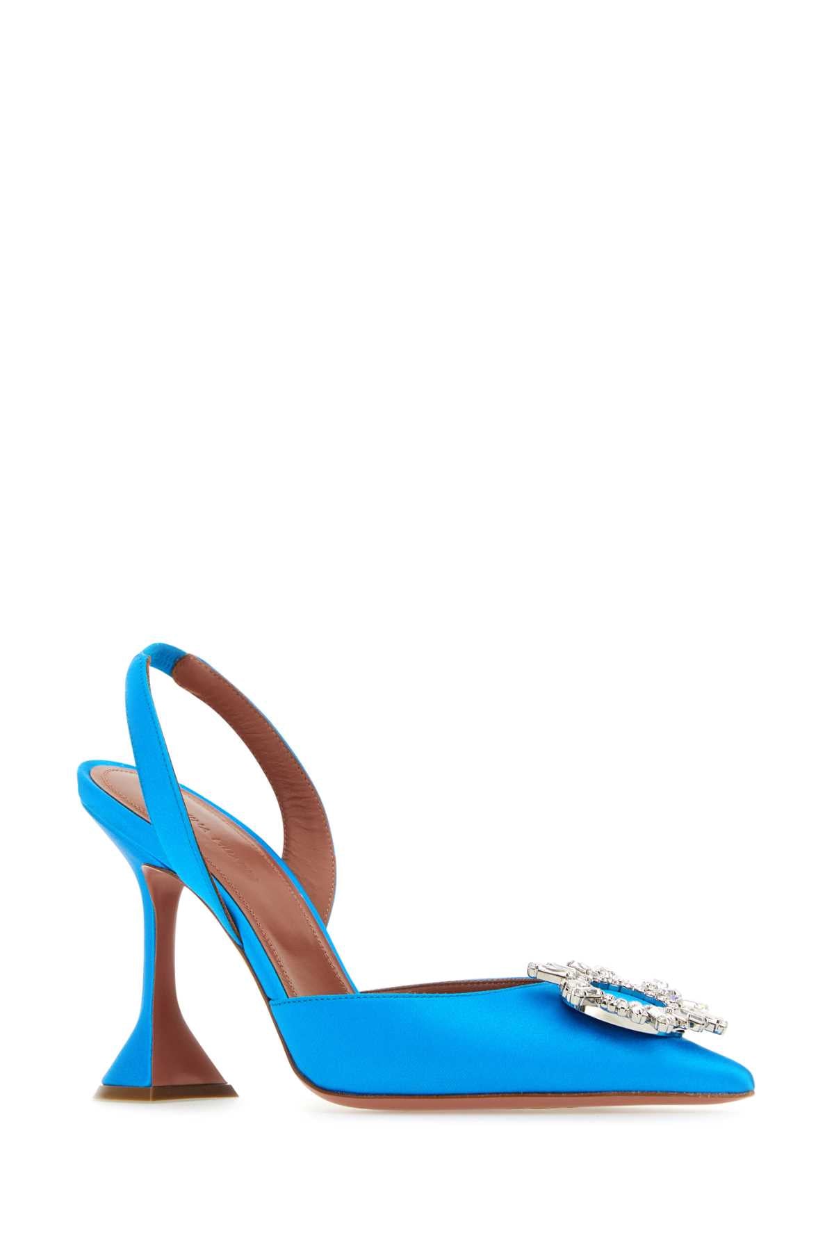 Turquoise Satin Begum Pumps Azur Scarpe Con Tacco