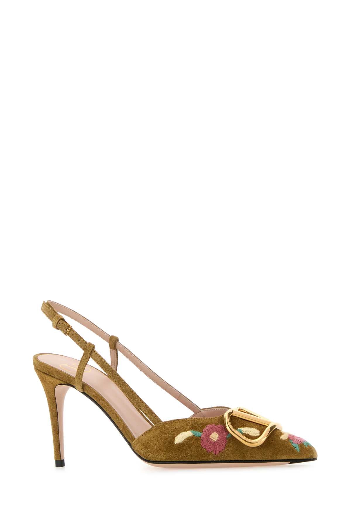 Camel Suede Vlogo Signature Pumps Havanabeigemulticolor Scarpe Con Tacco