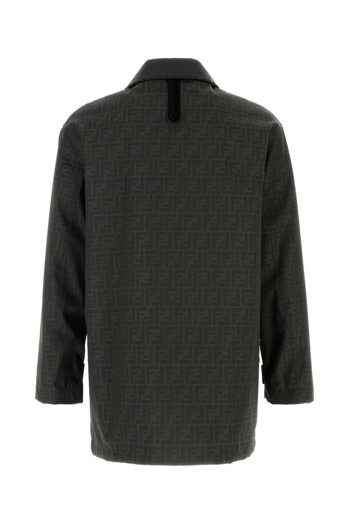 Embroidered Canvas Coat Tabacco Giubbini