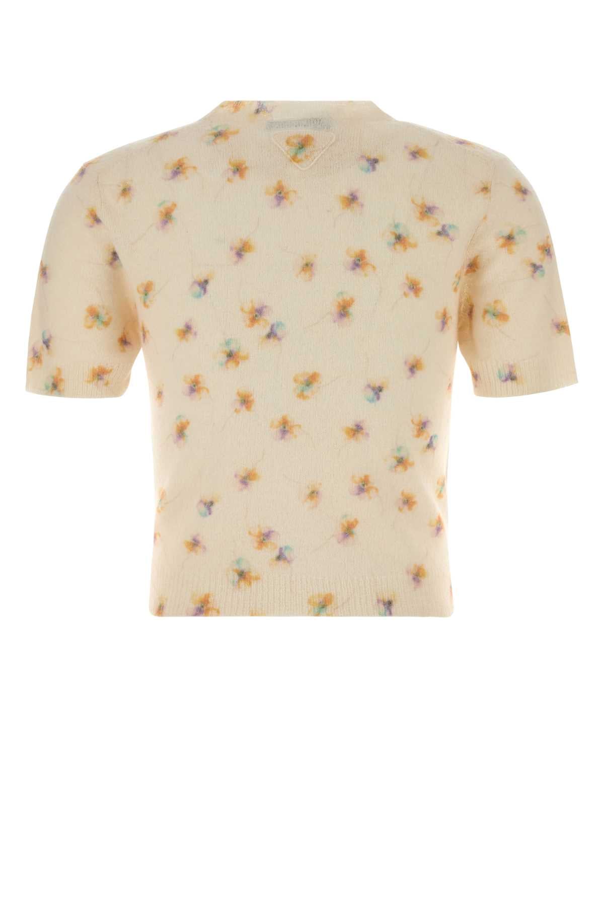 Embroidered Wool Sweater Crema Exterior: Virgin Maglie