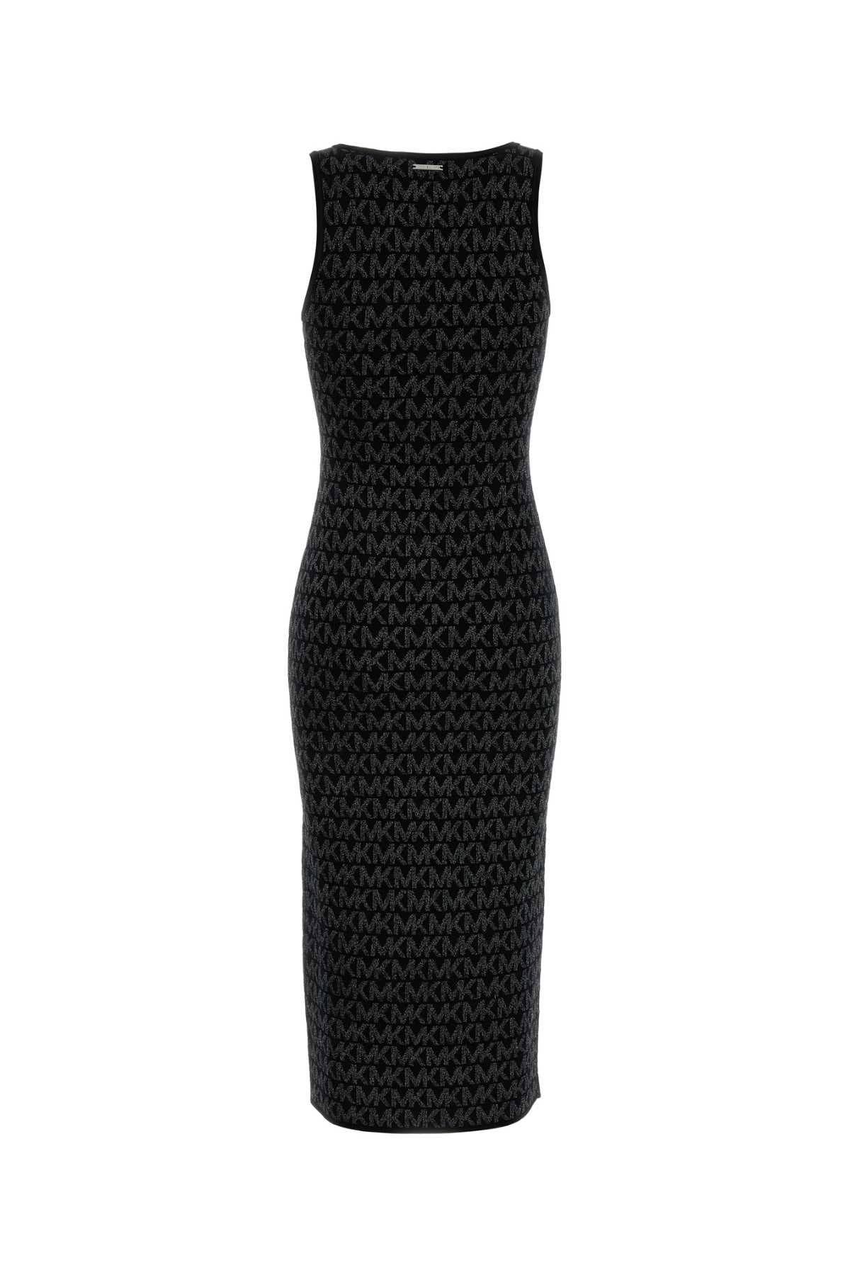 Embroidered Viscose Dress Blacksilver Abiti